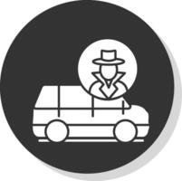 Thief Van Glyph Grey Circle Icon vector