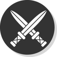 Two Swords Glyph Grey Circle Icon vector