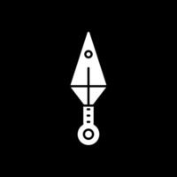 Kunai Glyph Inverted Icon vector