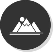 Mountain Glyph Grey Circle Icon vector