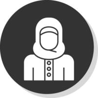 islámico mujer glifo gris circulo icono vector
