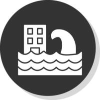 Tsunami Glyph Grey Circle Icon vector
