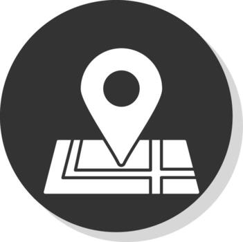 mapa glifo gris circulo icono vector