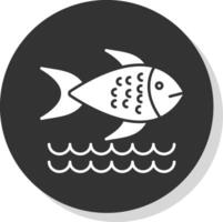 pescado glifo gris circulo icono vector