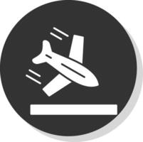 Plane Glyph Grey Circle Icon vector