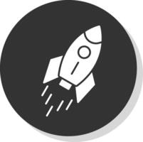 Rocket Glyph Grey Circle Icon vector