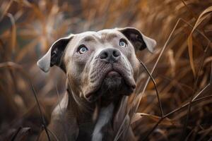 retrato de un pozo toro perro. foto