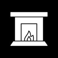 Fireplace Glyph Inverted Icon vector