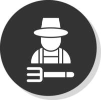 Farmer Glyph Grey Circle Icon vector