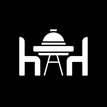 Dinner Table Glyph Inverted Icon vector