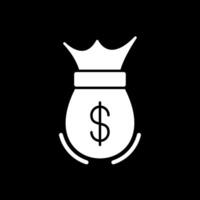 Money Bag Glyph Inverted Icon vector