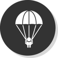 paracaidismo glifo gris circulo icono vector