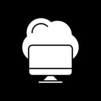 Cloud Computing Glyph Inverted Icon vector