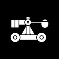 catapulta glifo invertido icono vector