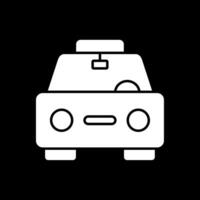 icono de glifo de taxi invertido vector