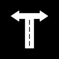cruce de caminos glifo invertido icono vector
