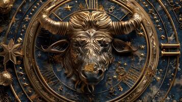 Zodiac sign in the sign of the bull with a starry sky photo