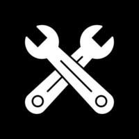 Cross Wrench Glyph Inverted Icon vector