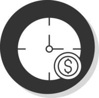 hora es dinero glifo gris circulo icono vector