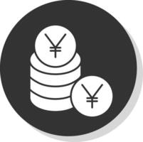 yen glifo gris circulo icono vector