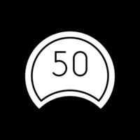 Speed Limit Glyph Inverted Icon vector