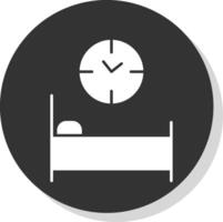 cama hora glifo gris circulo icono vector