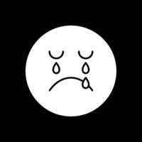 Crying Glyph Inverted Icon vector