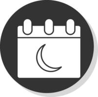 Moon Calendar Glyph Grey Circle Icon vector