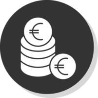 euro glifo gris circulo icono vector