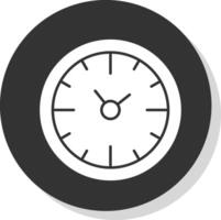 reloj hora glifo gris circulo icono vector