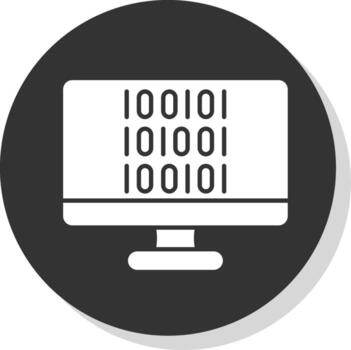 Binary Code Glyph Grey Circle Icon vector