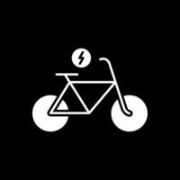 Electric Bicycle Glyph Inverted Icon vector