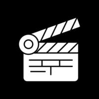 Clapper Board Glyph Inverted Icon vector