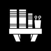 icono de glifo de estantería de libros invertido vector