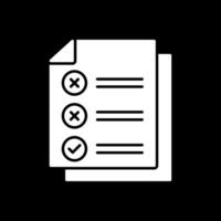 Check List Glyph Inverted Icon vector