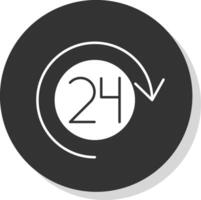 Open 24 Hours Glyph Grey Circle Icon vector