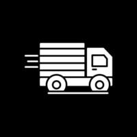 Cargo Truck Glyph Inverted Icon vector