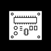 tarjeta de circuito impreso tablero glifo invertido icono vector