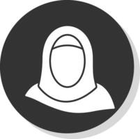 hijab glifo gris circulo icono vector