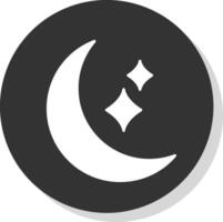 Moon Glyph Grey Circle Icon vector