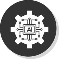 artificial inteligencia glifo gris circulo icono vector
