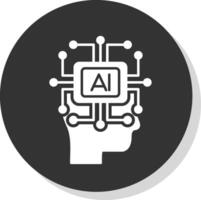 Artificial Intelligence Glyph Grey Circle Icon vector