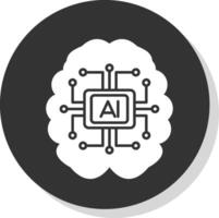 Artificial Intelligence Glyph Grey Circle Icon vector