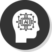 Artificial Intelligence Glyph Grey Circle Icon vector