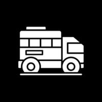 tierra transporte glifo invertido icono vector