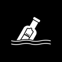 Message In A Bottle Glyph Inverted Icon vector