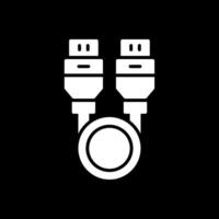 Usb Cable Glyph Inverted Icon vector