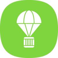 Parachute Glyph Curve Icon vector