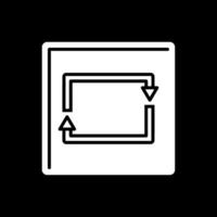 rectangular flecha glifo invertido icono vector