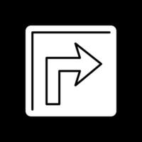 Turn Right Glyph Inverted Icon vector